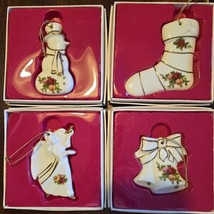 Festive Ceramic Christmas Ornaments Set